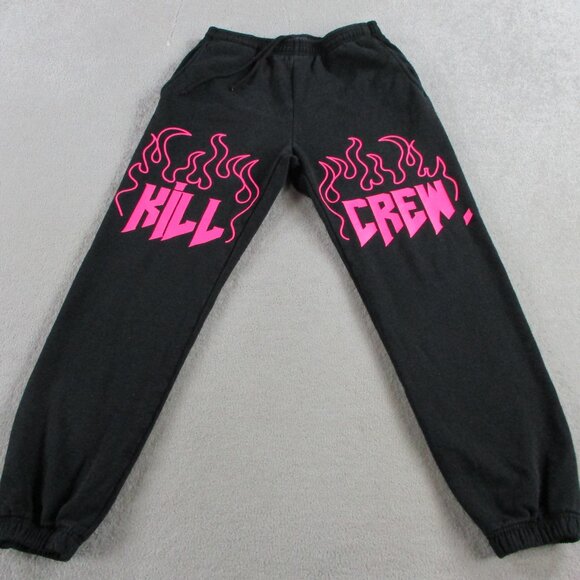 Kill Crew Heavyweight Lux Sweatpants Adult Small Black Pink Fleece Lounge Unisex - Picture 4 of 14